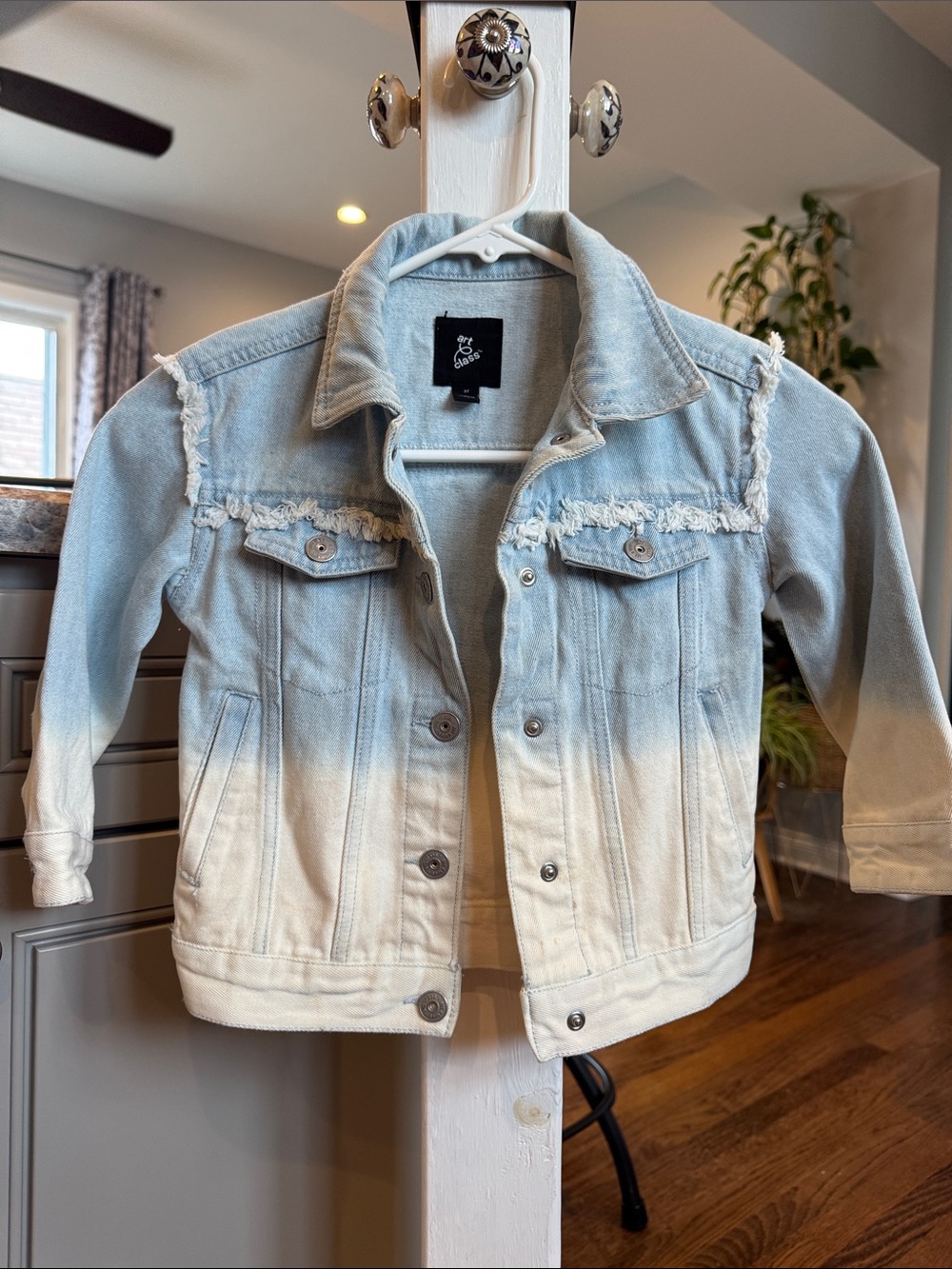 art class Ombre Light Blue and Cream Kids Jean Jacket